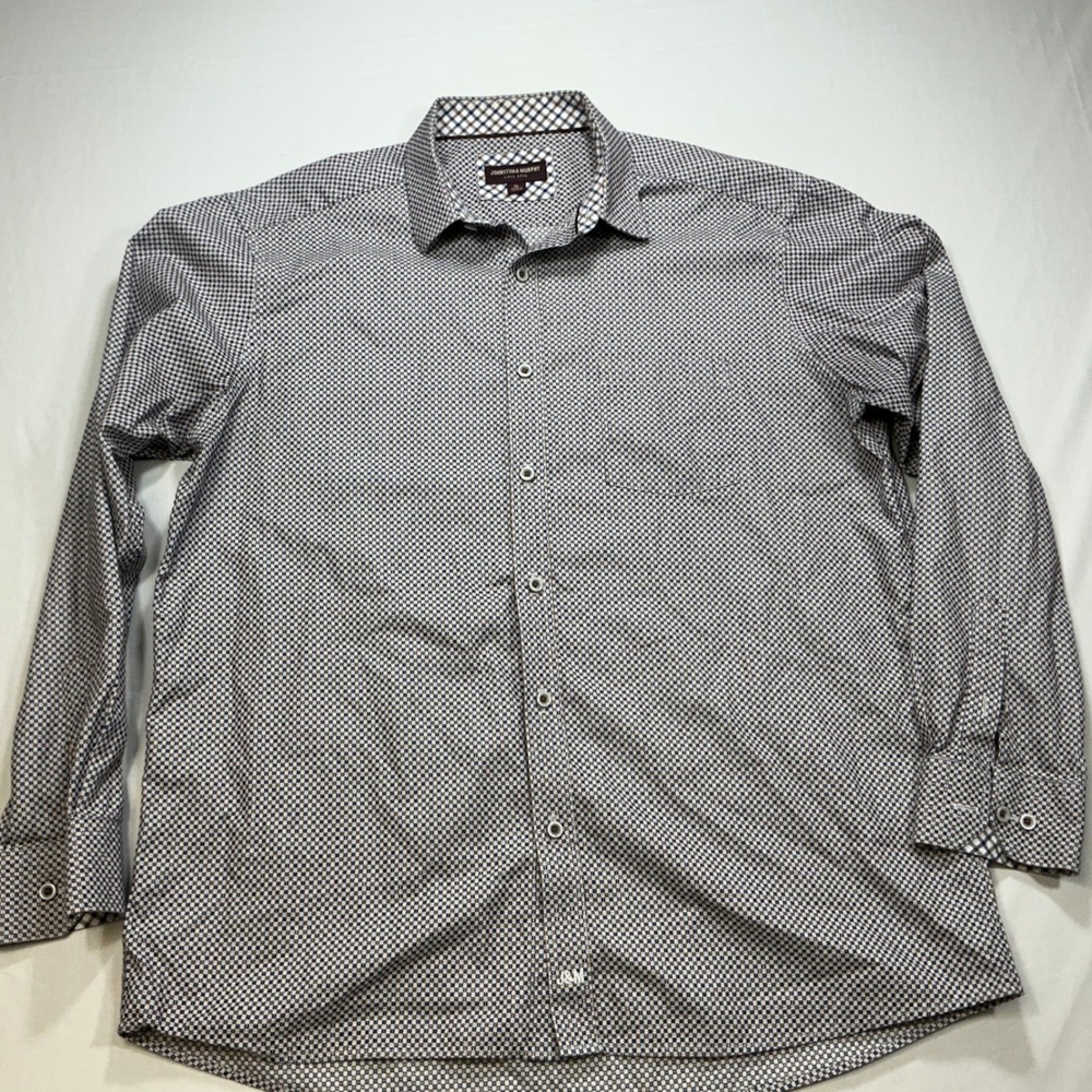Johnston Murphy Mens Geometric Print‎ Button Down Long Sleeve Shirt XL
